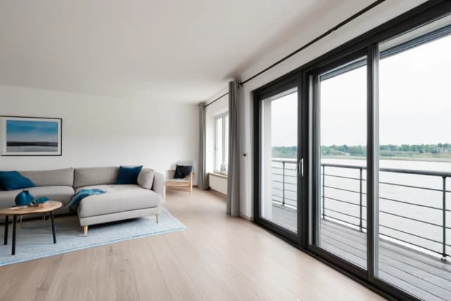 KI-Bild: Wohnung mit geschützter Loggia und gerahmtem Elbblick
