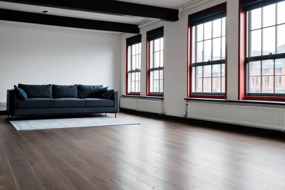 KI-Bild: Loft hinter Backstein mit Blick über ein Fleet – Ansicht 1