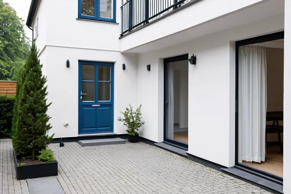 KI-Bild: Altbauwohnung mit Hofterrasse und kleinem Werkraum – Ansicht 1