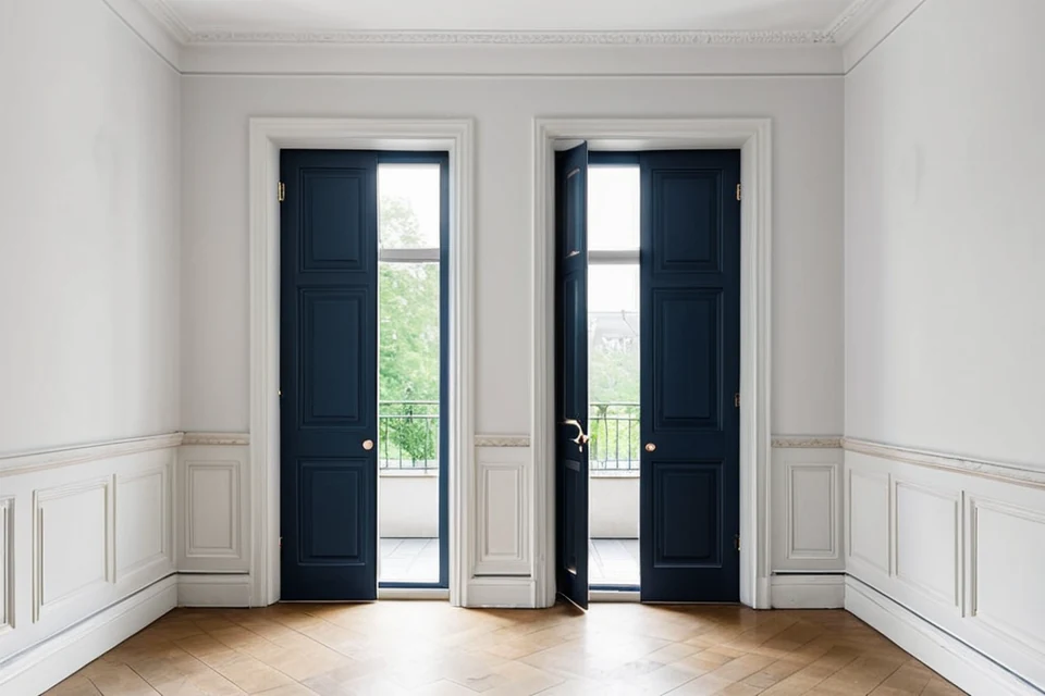 KI-Bild: Historische Beletage mit hohen Türen und ruhigem Hofbalkon – Ansicht 1